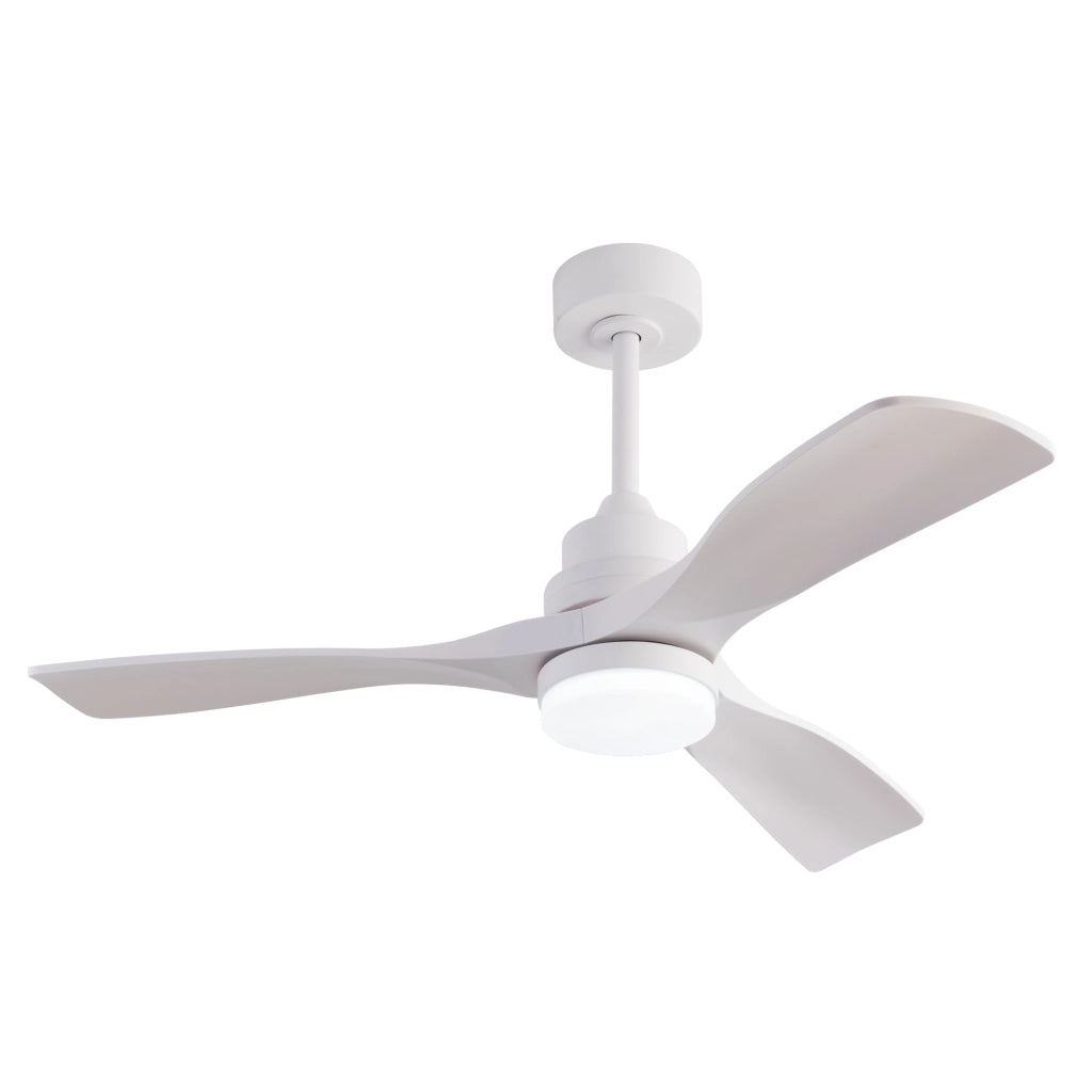 Ventilatore da soffitto da 42 pollici con luce LED; telecomando e motore DC; bianco