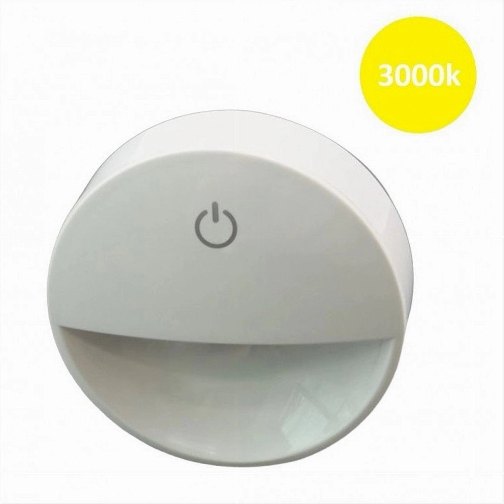 Trade Shop - Lampada Notturna Con Spina Accensione Touch Punto Luce Led Tonda Bianco Xgcmd-001 -