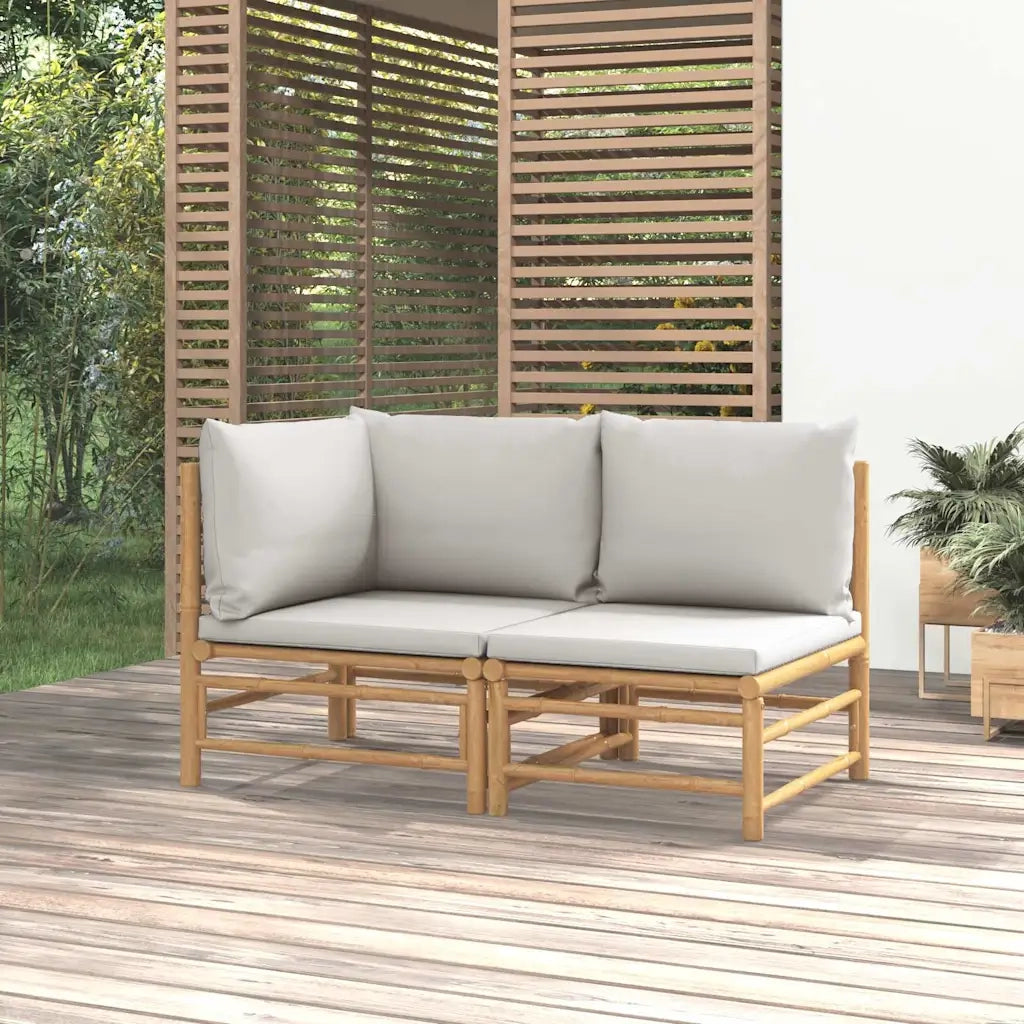 Salotto da Giardino-Set Salotto da Giardino 2pz con Cuscini Grigio Chiaro Bamb¨´ 309441