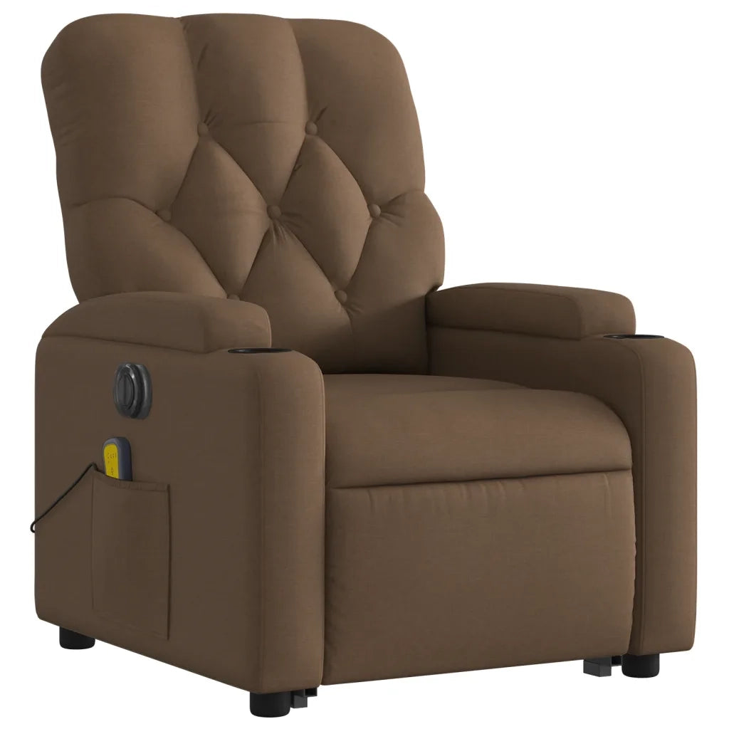 Poltrona Alzapersona Massaggiante Elettrica Marrone Tessuto 3204750