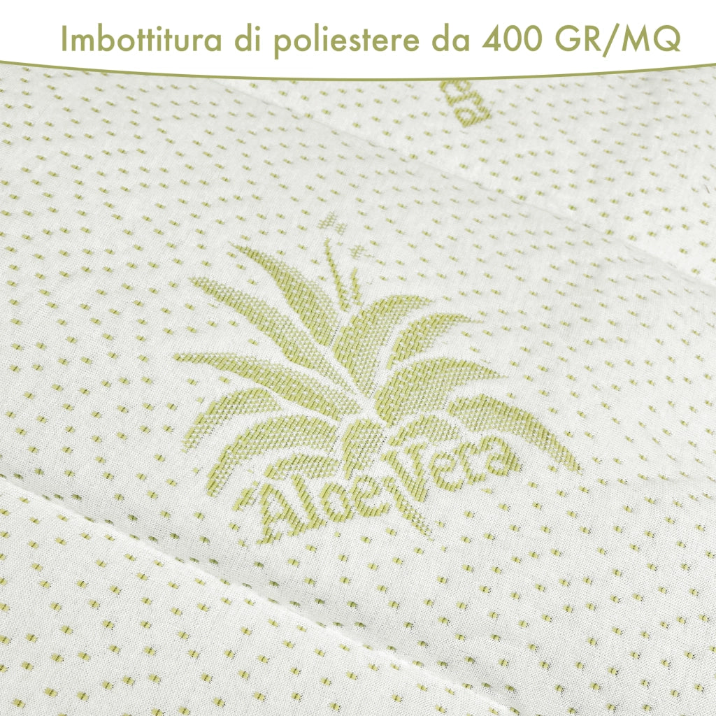 Topper Aloe Vera 400 Grammi Ad Alta Densità Correttore Materasso Con Elastici Coprimaterasso Alto Salva Materassi Spesso Letto Comodo Certificato Oeko Tex Lavabile In Lavatrice Bianco - Piazza e mezza