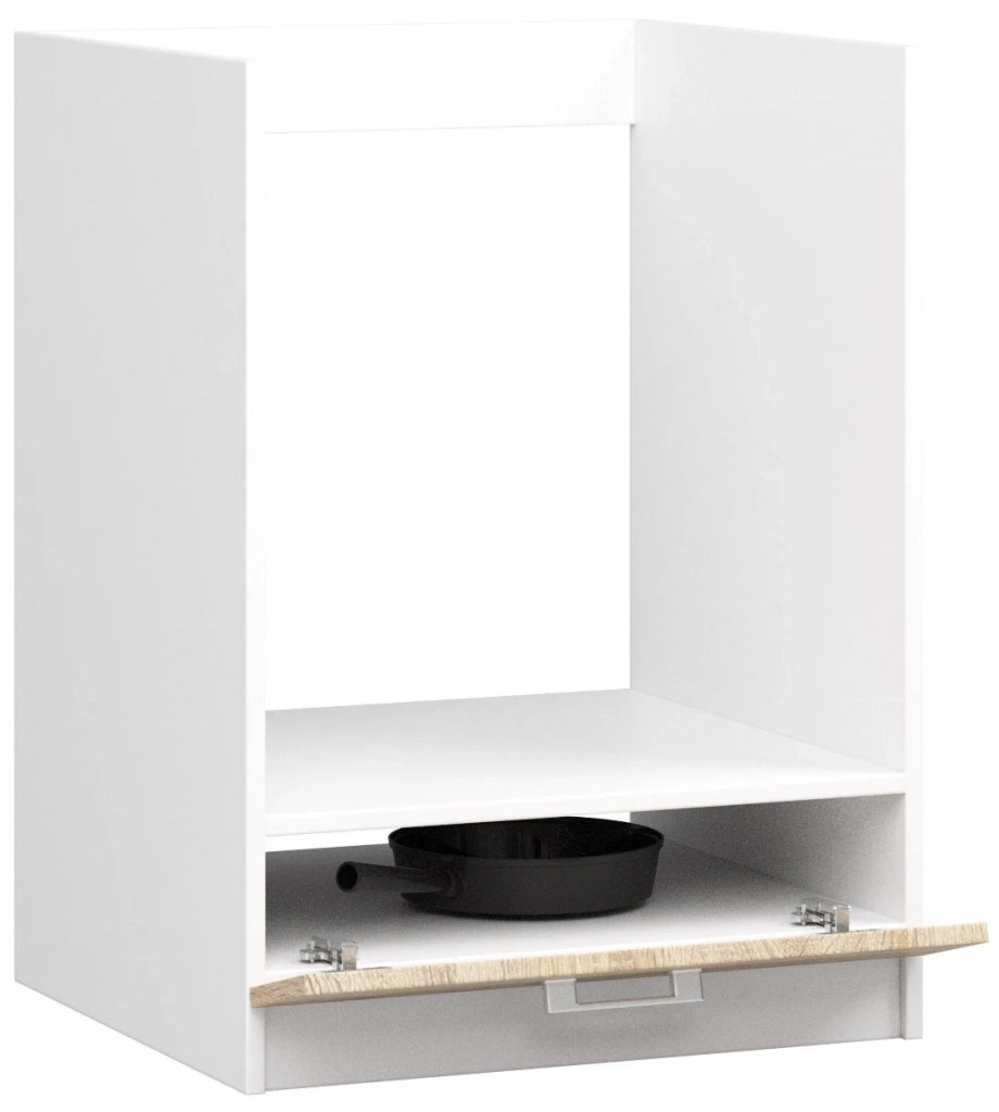 Mobile da cucina per incasso del forno AKORD S60 sistema LIMA Bianco 60 cm 1 anta inserto frontale Sonoma Quercia 60x55x82 cm