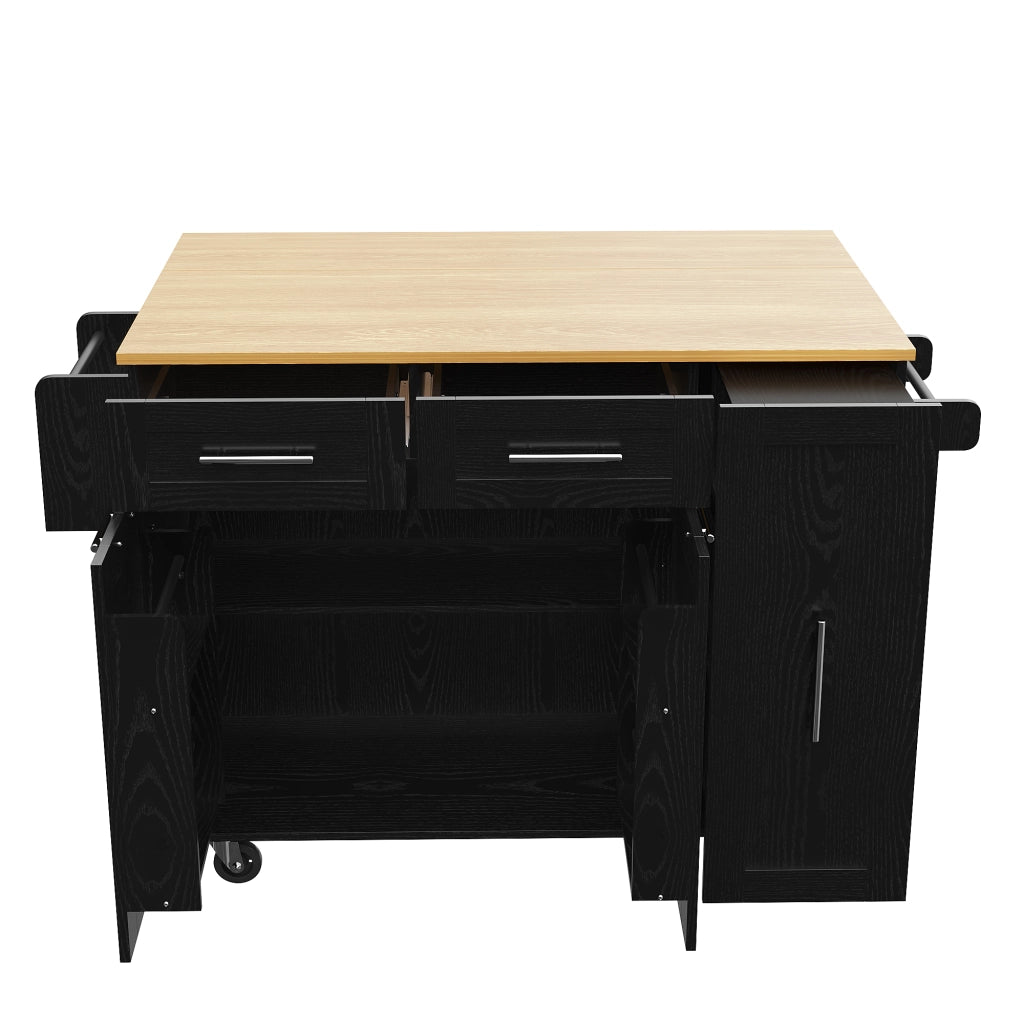 Tavolo da Pranzo Allungabile con Vano Contenitore ¨C MINIMAL ¨C Nero, Effetto Legno