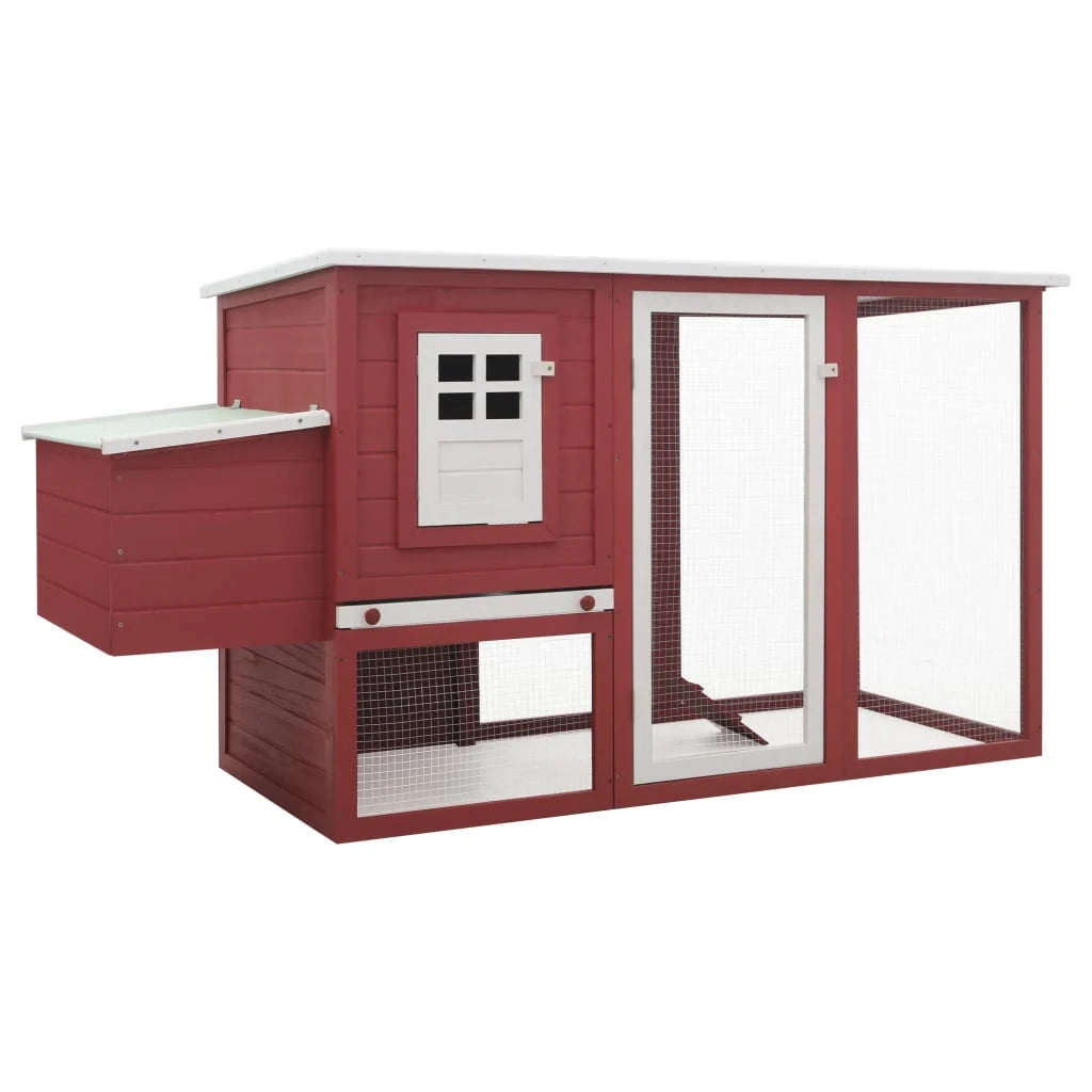 Pollaio da esterno con 1 nido 202 x 75 x 98 cm legno rosso 02_0001700