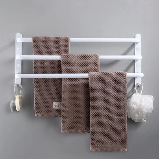 Sostegno asciugamani per bagno 3 strati, supporto asciugamani per bagno in alluminio, supporto asciugamani da parete per bagno, sostegno asciugamani per parete per bagno, cucina e toilette, bianco, 50CM.