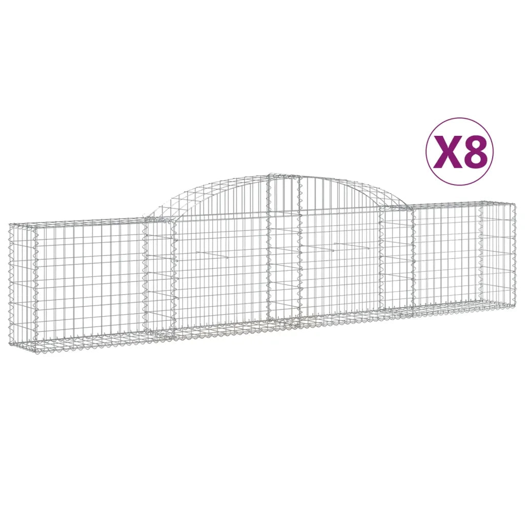 Cesti Gabbioni ad Arco 8 pz 300x30x60/80 cm Ferro Zincato 3146491
