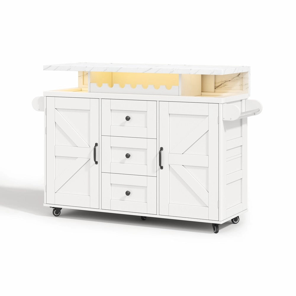 Isola Cucina Mobile con Piano Pieghevole e Portabottiglie ¨C Xylo ¨C 120x42x93 cm