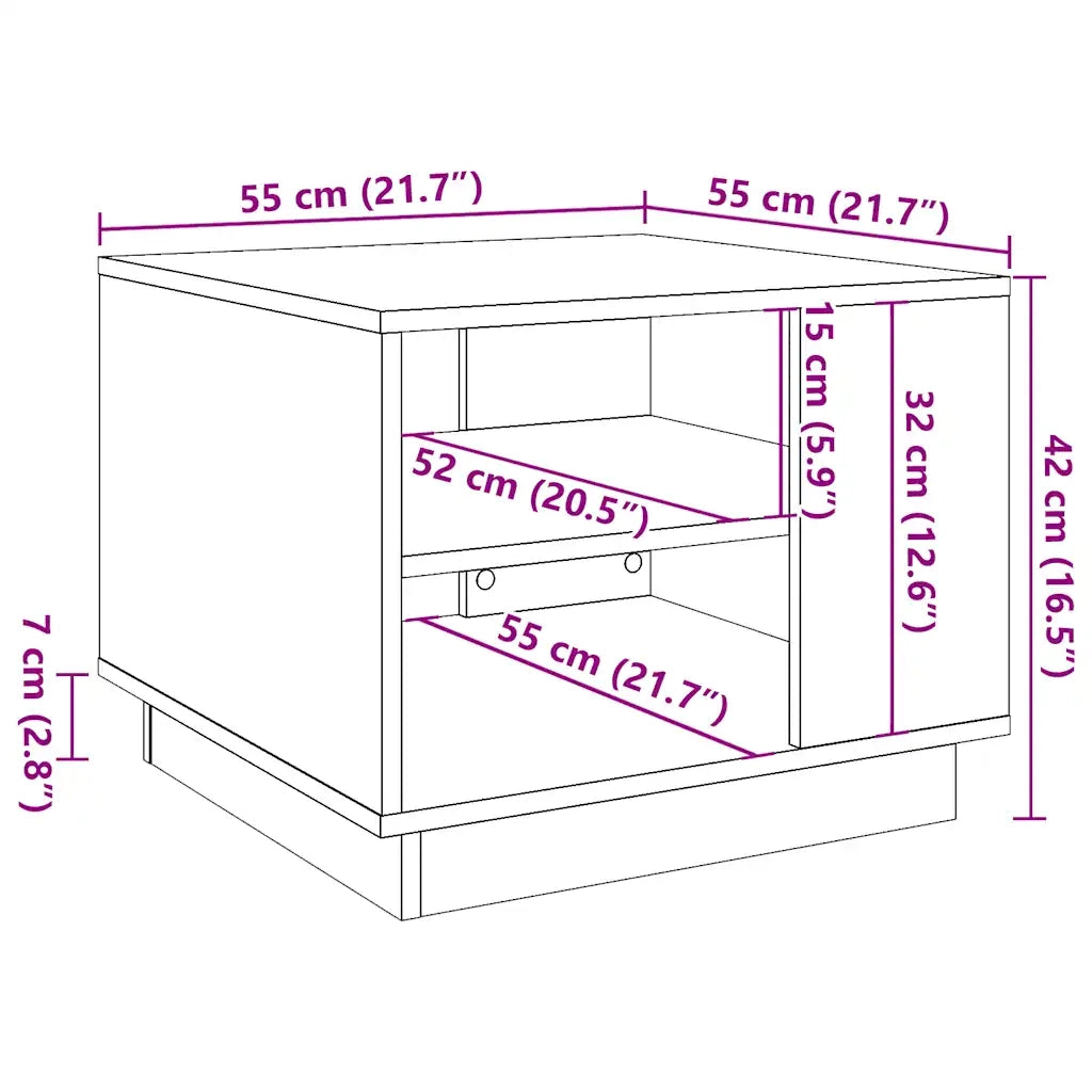 Tavolino da Salotto Legno Antico 55x55x42 cm Legno Multistrato 856802