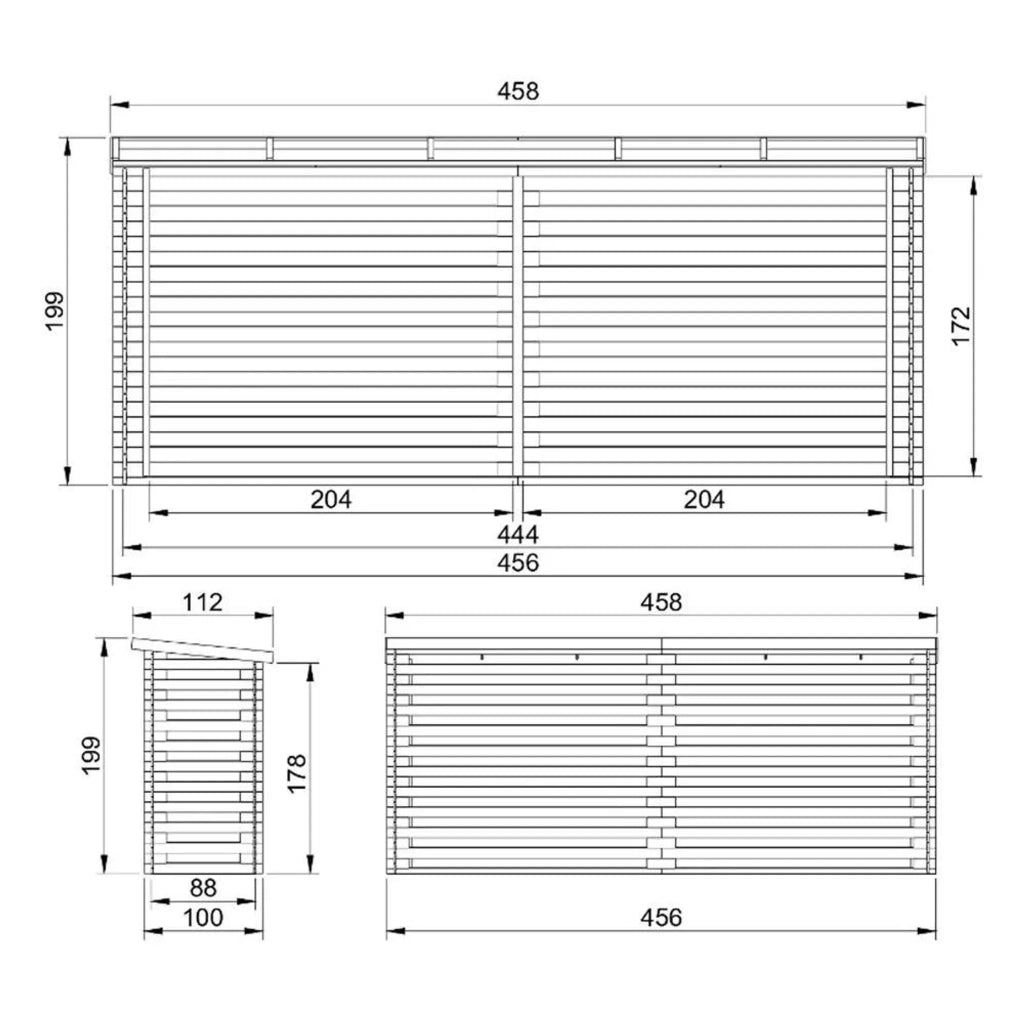 Legnaia da Esterno in Legno - 112x458xA199 cm/6,7 m3 TIMBELA M203