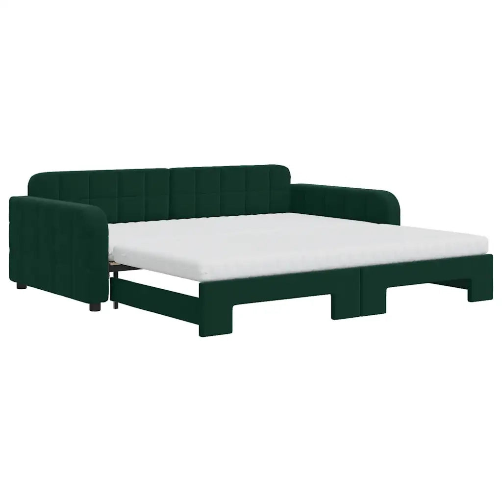 Divano Letto Estraibile Materassi Verde Scuro 100x200 Velluto 3196962
