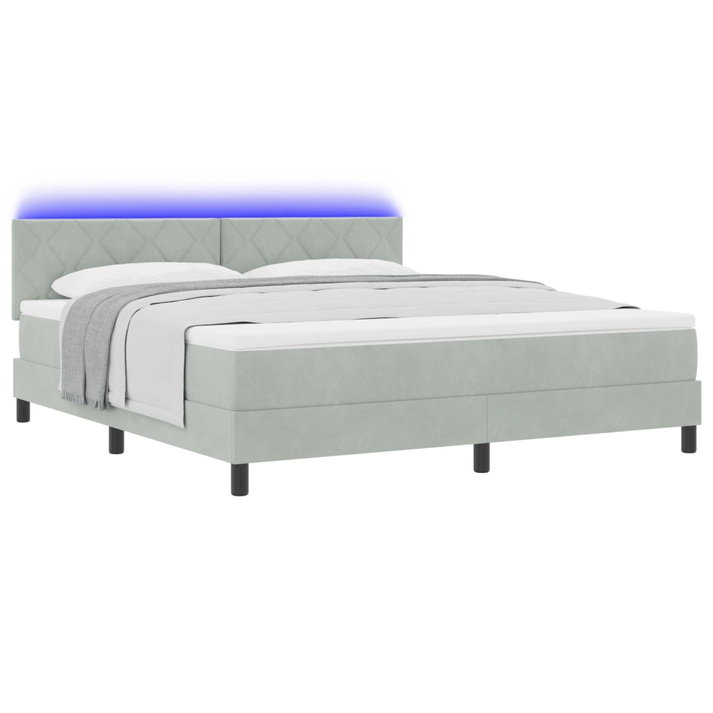 Letto con contenitore  e materasso & luce LED Grigio chiaro 180x200 cm Vellutato