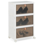 Contenitore portascarpe pieghevole 40 x 27,5 x 64 cm impilabile ruote ergonomiche bianco PP 20_0020732
