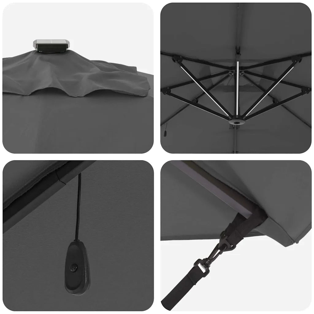 Ombrellone-Ombrello da giardino Antracite 286 x 284 x 270 cm Alluminio e Poliestere