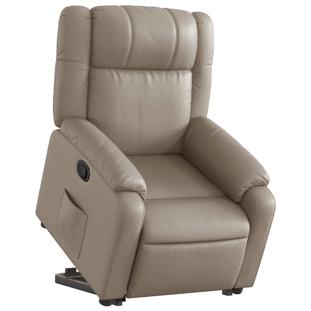 Poltrona Alzapersona Reclinabile Cappuccino in Similpelle 3205156