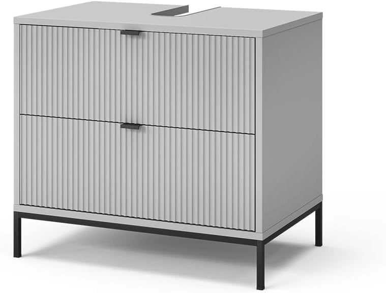 Mobile sottolavabo per bagno Eliza, Grigio, 70 x 63 cm Con 2 cassetti estraibili