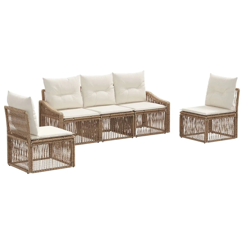 Set Divano da Giardino 5 pcs Beige polyrattan 3435963