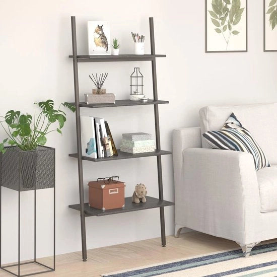 Scatola a muro con 4 ripiani 64x34x150,5 cm - Nero Cassettone, Libreria, Scatola a muro con sostegno