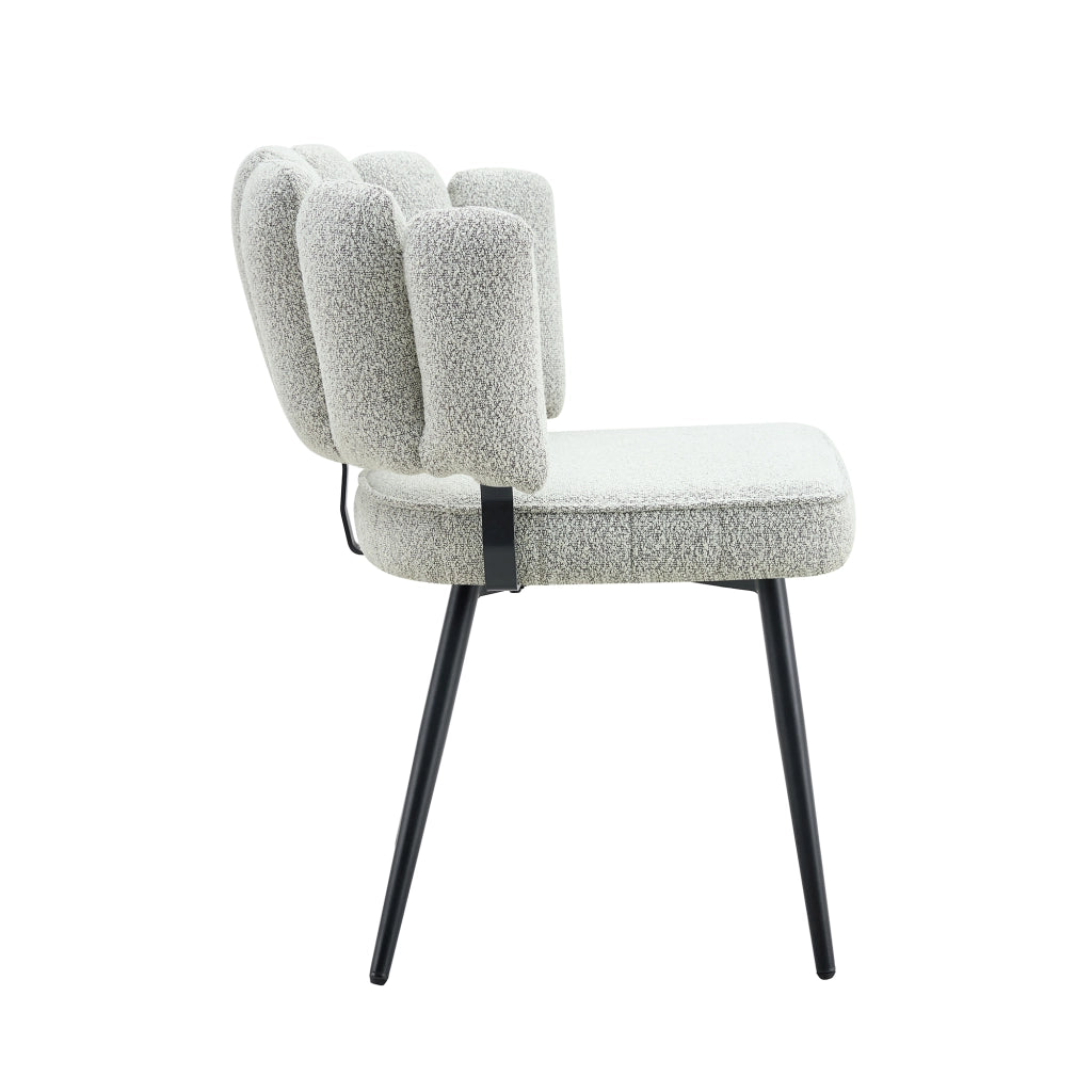 Sedia da Pranzo con Schienale a Ventaglio Ergonomico e Gambe in Metallo, in Velluto Grigio Chiaro Nero