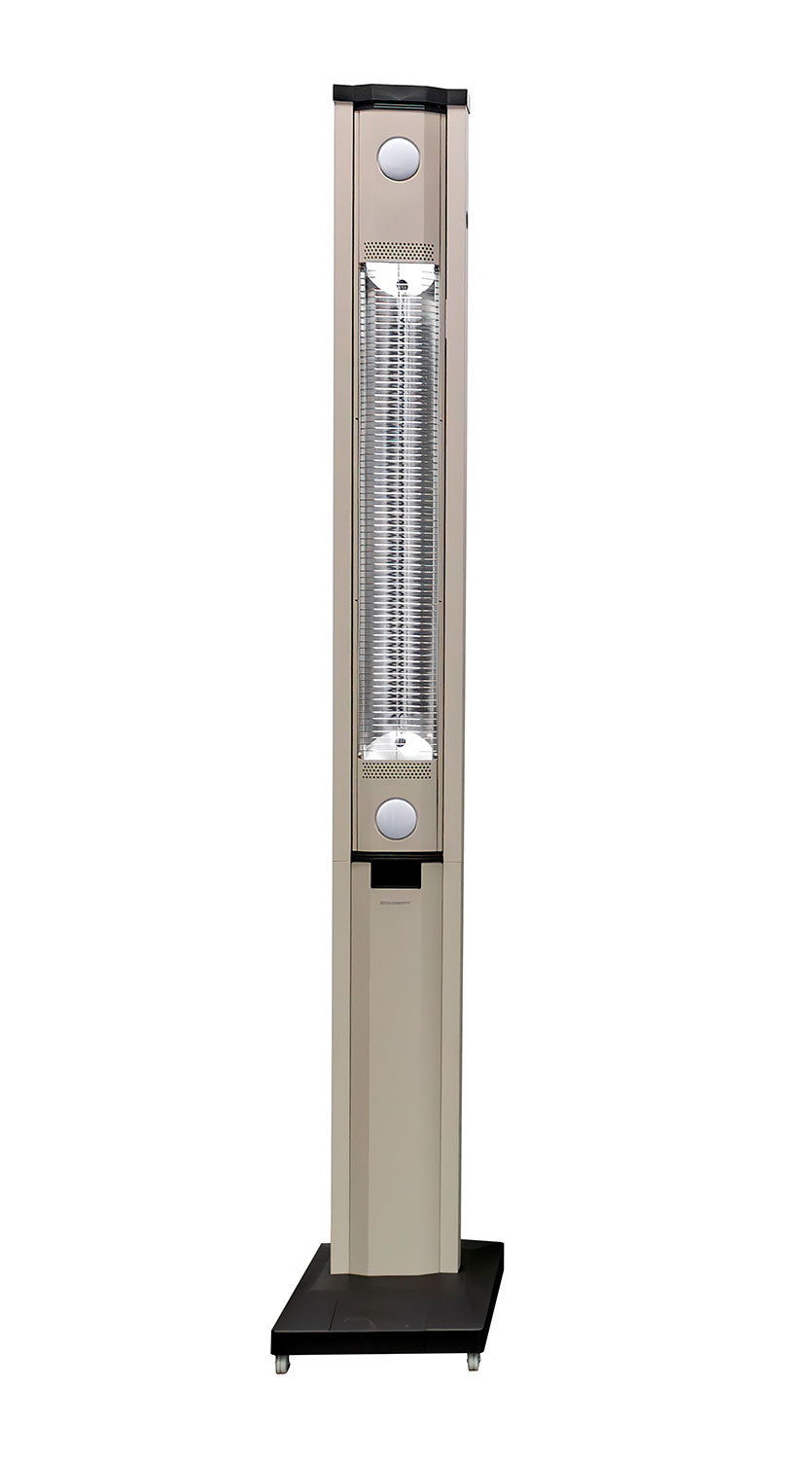 Stufa Elettrica ad infrarossi da Esterno 50x25x200 cm in Fibra di Carbonio con Luce Led Skyline Mocca Mousse