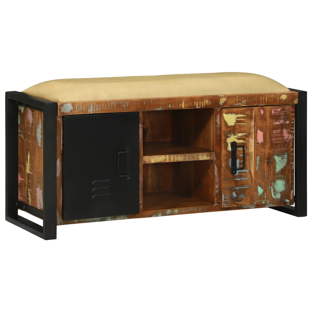 Panchina Cabinet Multicolore 100x35x50 cm Legno Massello di Recupero