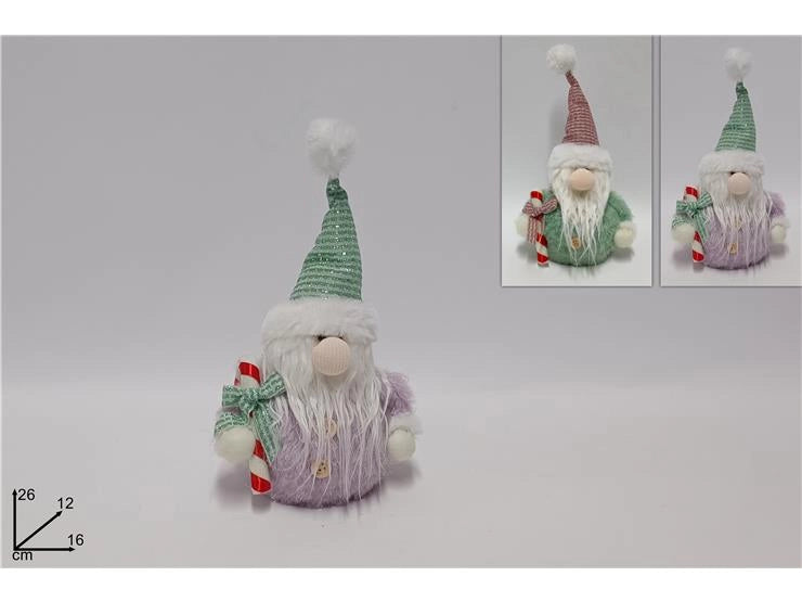 Decorazione Natalizia Babbo Natale con Bastoncino e Pelliccia 26 cm 2 Decori