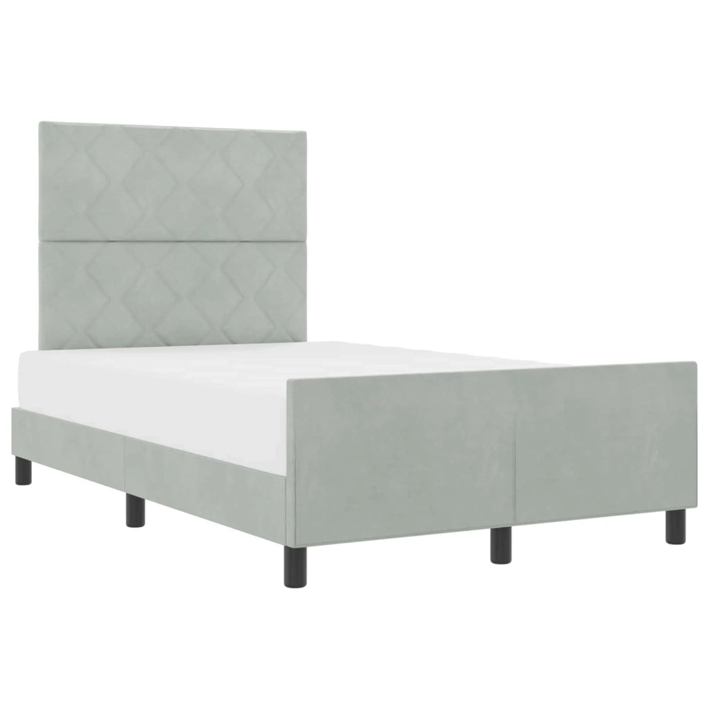 Letto a molle con testiera Grigio chiaro 120 x 200 cm Velluto 3344999
