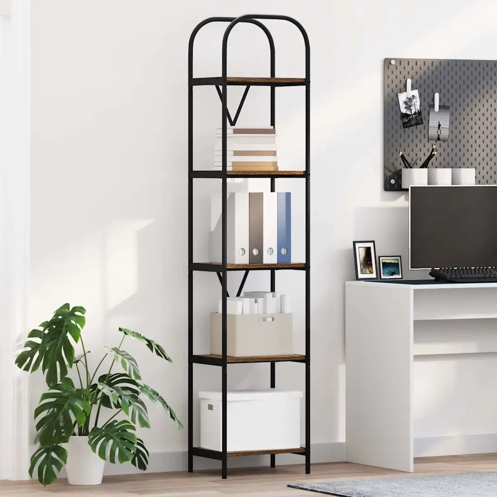 Libreria-Scaffale per Libri-Mobile di Stoccaggio Rovere fum¨¦ 40 x 30 x 183 cm Legno multistrato 539135