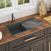 Lavello da Cucina Lavorato a Mano-Lavandino-Lavabo Nero in Acciaio Inox 711657