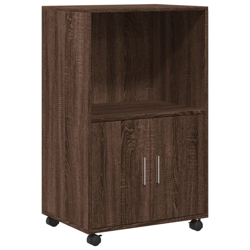 Mobiletto con Ruote Rovere Marrone 55x40x91 cm in Truciolato
