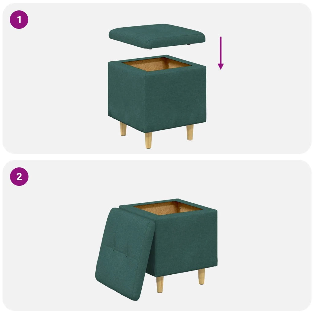 Pouf contenitore Verde Scuro 40 x 40 x 45 cm Tessuto