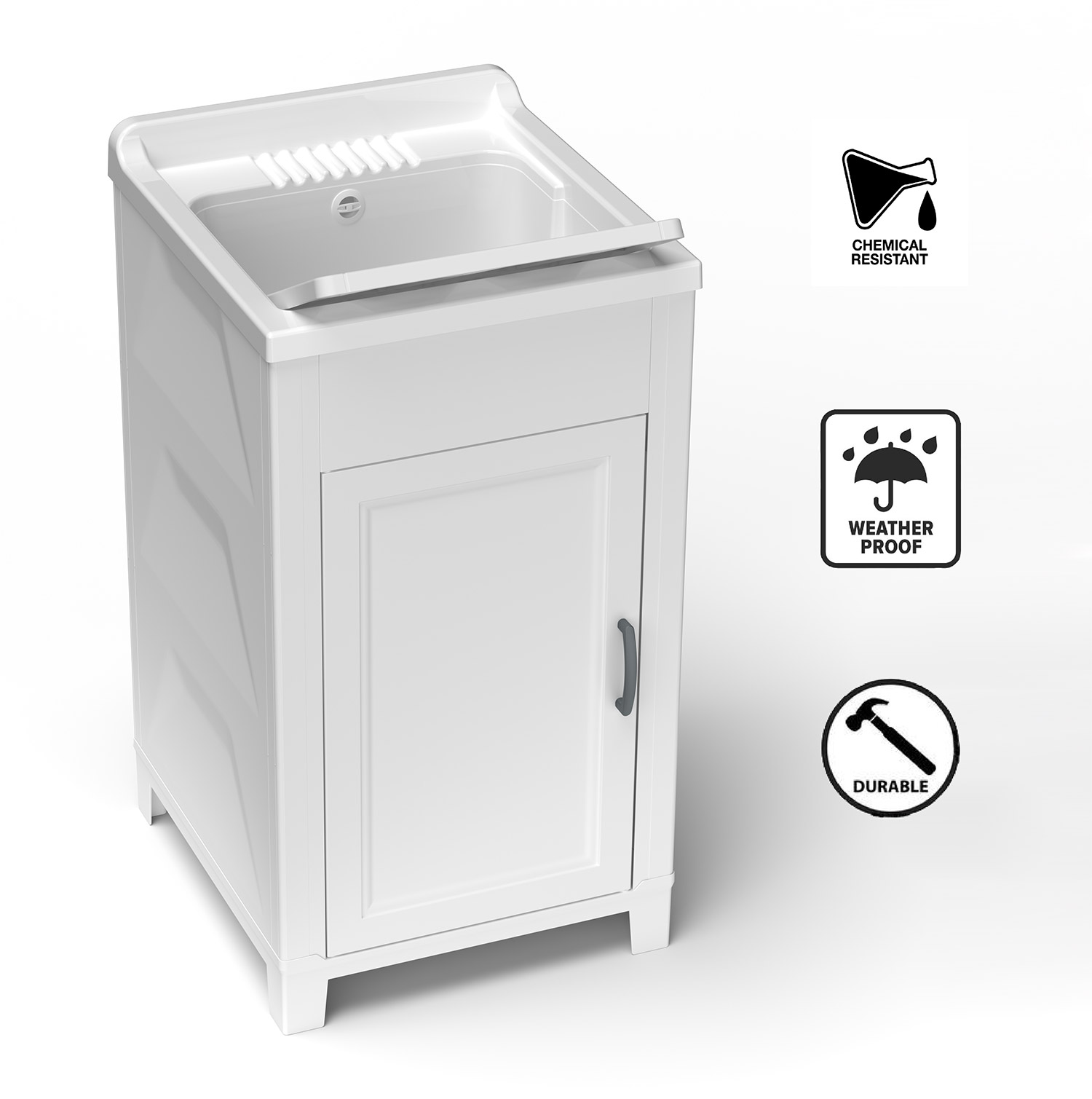 Mobile Lavatoio 45x50x85 cm 1 Anta in Resina Bianco