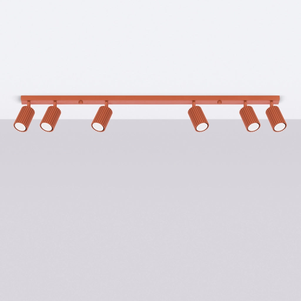 Plafoniera moderna ocra rossa 117 cm orientabile 6xGU10 Pure
