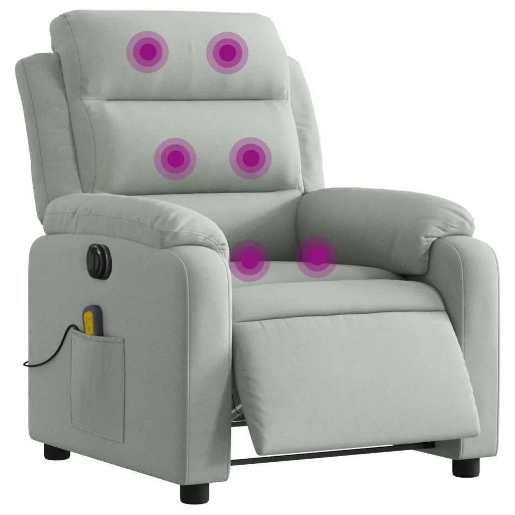Poltrona | Sedia Relax Elettrica Massaggi Reclinabile Grigio Chiaro Velluto