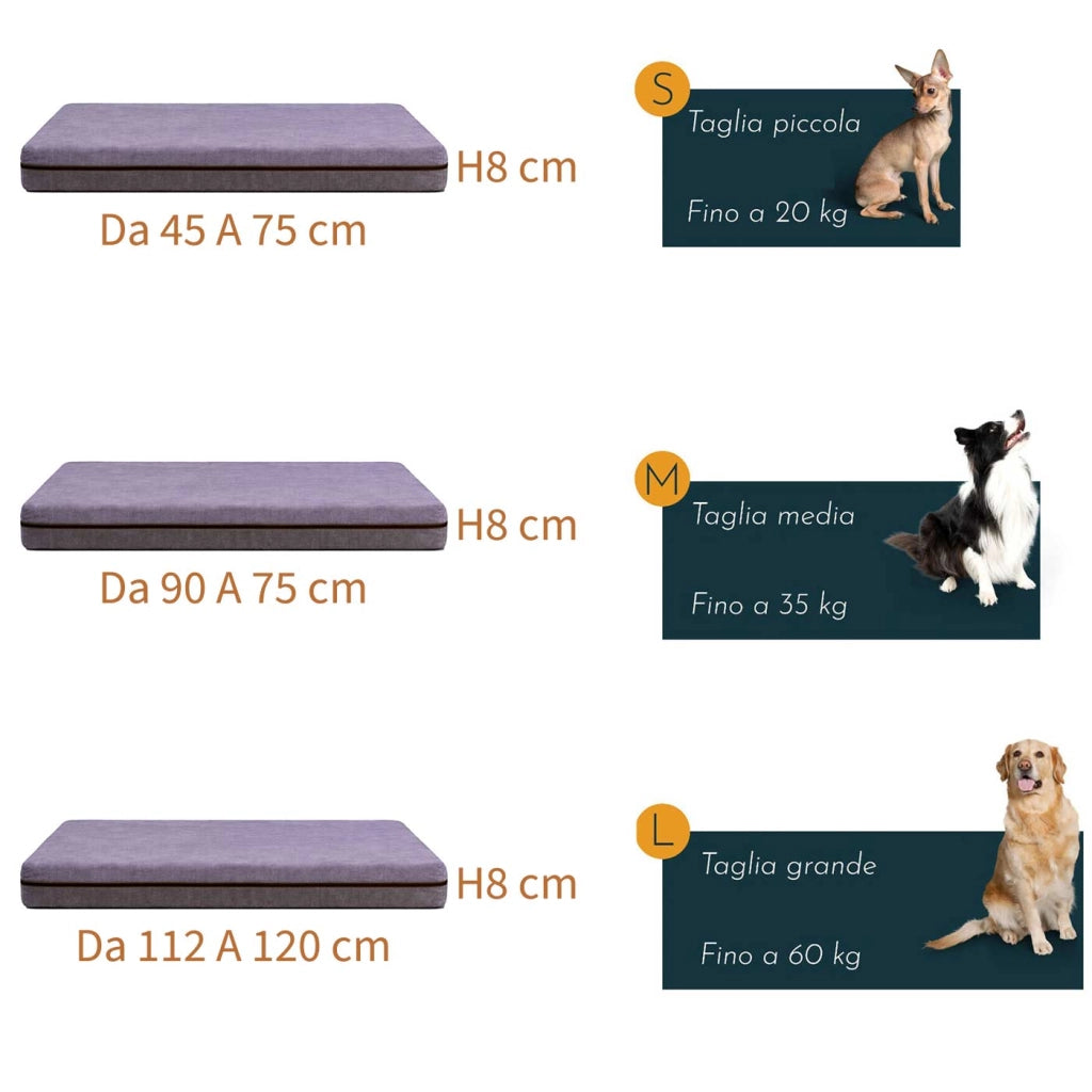 Cuccia Cane Taglia media ï¿½ Materasso per Cani e Gatti, con tessuto anallergico Sfoderabile traspirante Lavabile, Lettino Imbottito Made in Italy 100% - CUCCIA 80x120