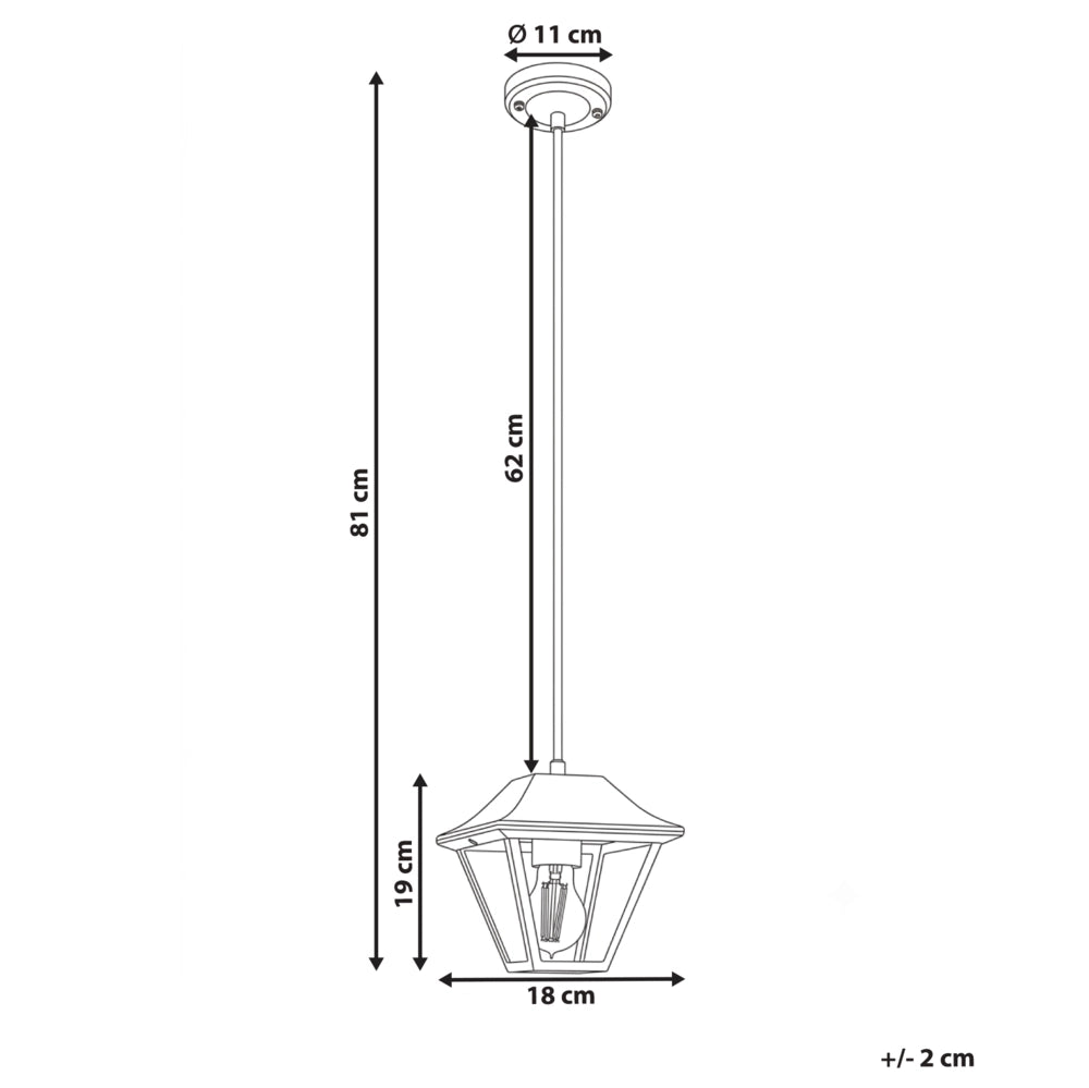 Lampada a sospensione da esterno per l'illuminazione e la decorazione del giardino, struttura in alluminio opaco, paralume in vetro, nera