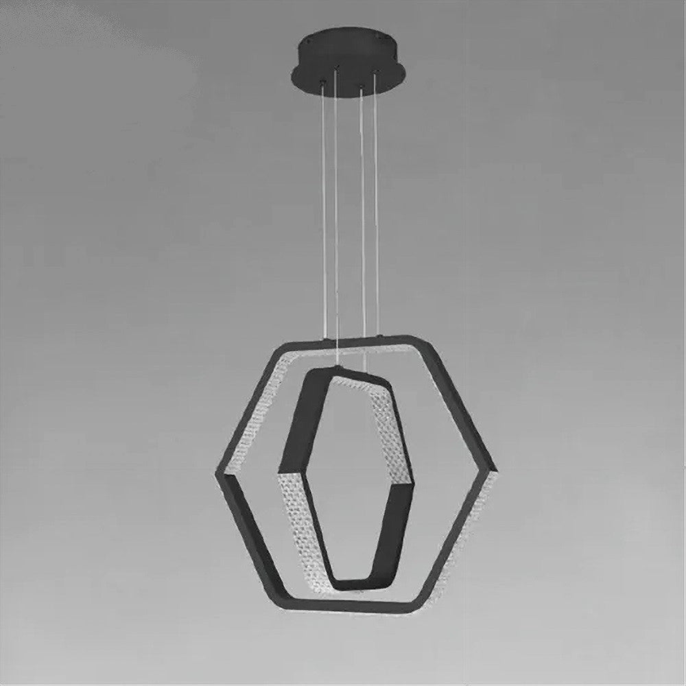Trade Shop - Lampadario A Sospensione Led 48 W Esagonale Effetto Cristallo Moderno Nero 31845 -