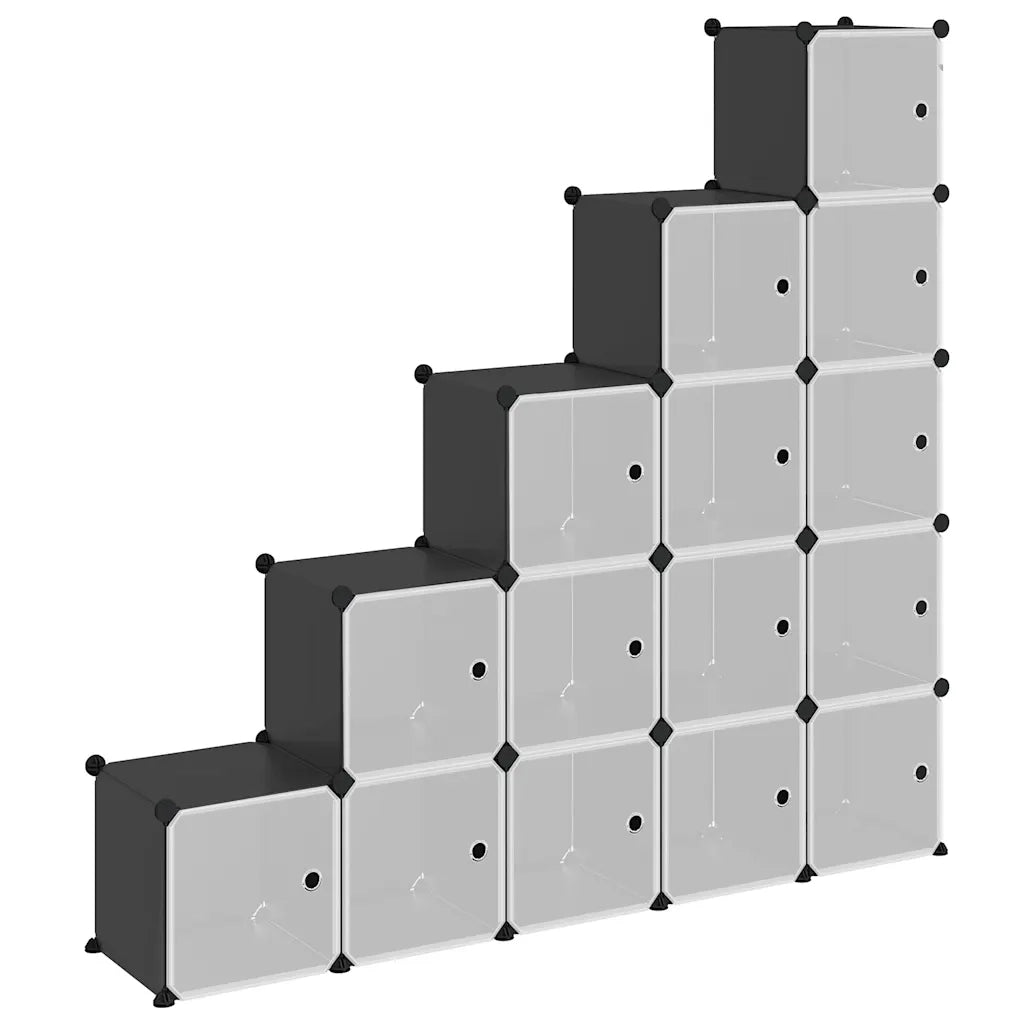 Organizzatore Portaoggetti con 15 Cubi e Ante Trasparenti in PP CFW4650949