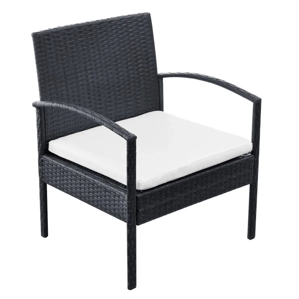 Set Divani da Giardino 4 pz con Cuscini in Polyrattan Nero 42673