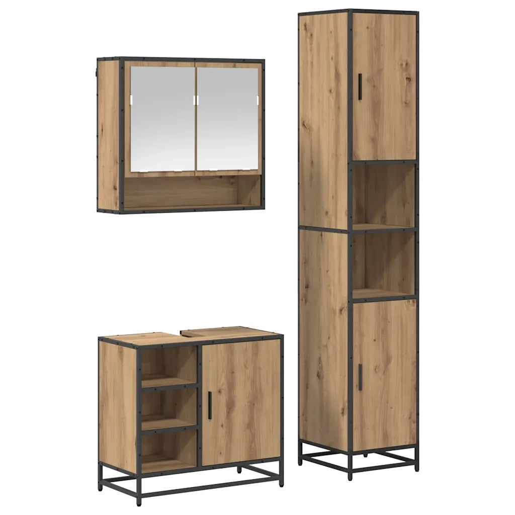 Set di mobili per il bagno con porta 3 pcs Rovere artigianale