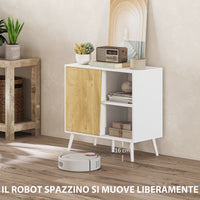 Credenza Moderna Mobile Basso 80x39x76 cm con Armadietto e Vani a Giorno in Legno Bianco