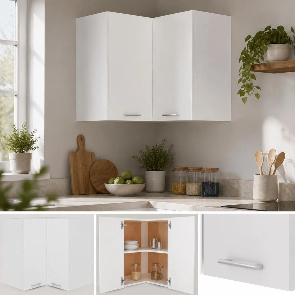 Corner Wall Cabinet Lyon White 57x57x60 Cm Wood-based Material