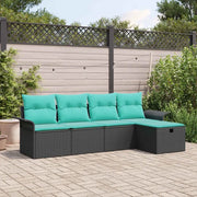 Set Divano da Giardino con cuscino 5 pcs Poly Rattan