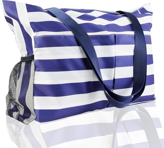 Borsa XXL per spiaggia - Telaio per famiglie impermeabile con chiusura a zip e 10 tasche