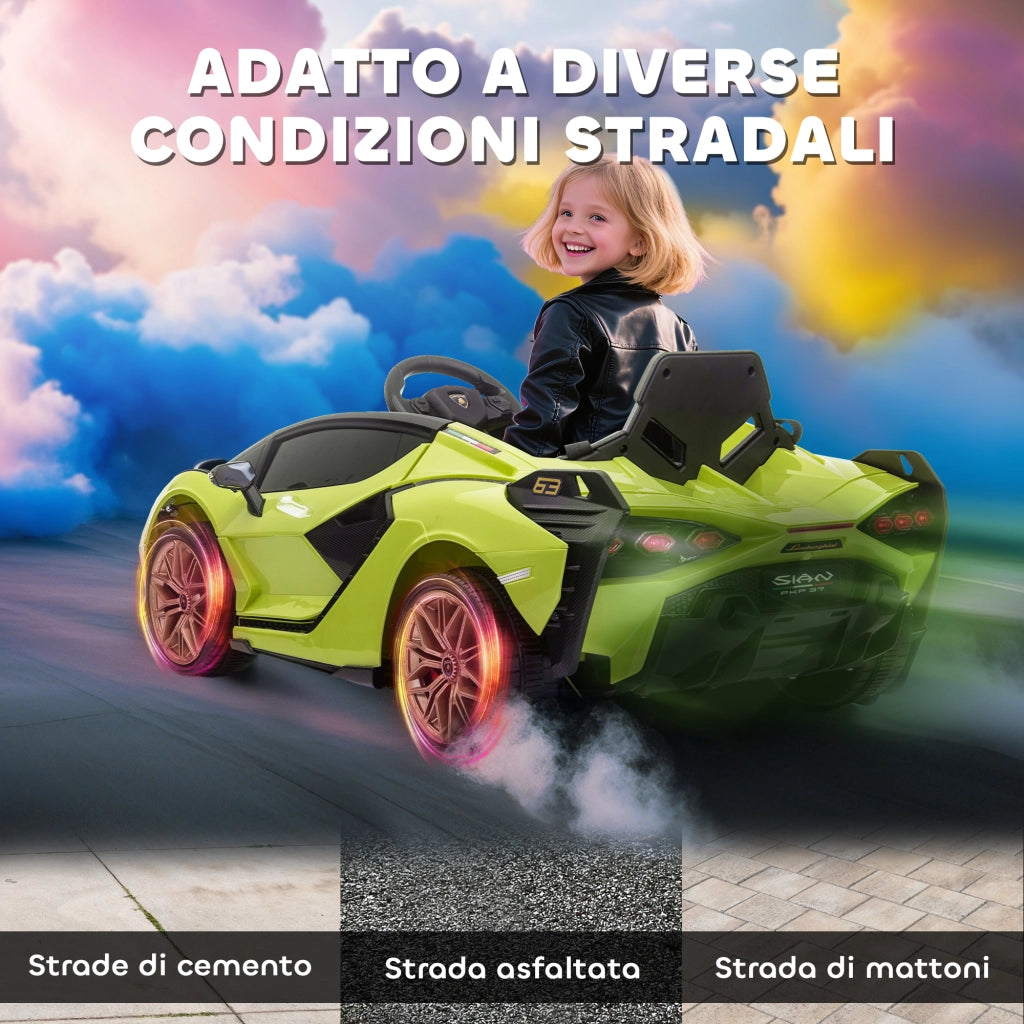 Auto Elettrica Bambini 12V Lamborghini ¨C zephmum ¨C Verde con Telecomando