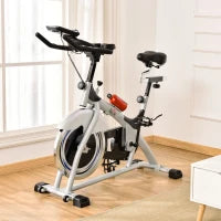 Cyclette da Casa con Resistenza Magnetica, Fitness Cyclette da Camera Professionale con Manubrio e Sella Regolabile, Monitor LCD e Volano 15kg, Supporto Fino a 180kg, Argento Nero