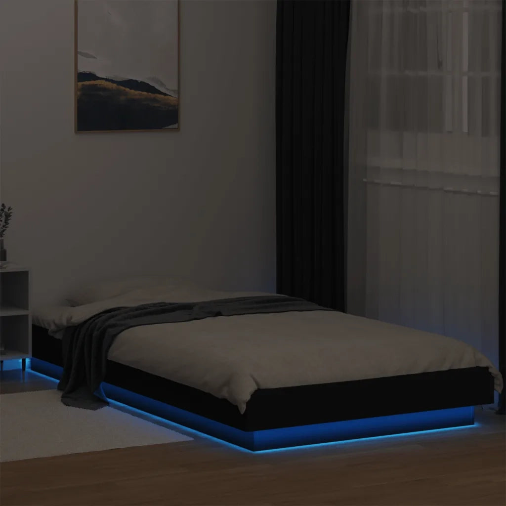 Giroletto con Luci LED Nero 90x190 cm in Legno Multistrato 3281148