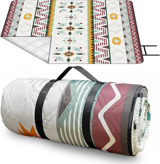 Tenda da picnic 200 x 200 cm - Coperta da spiaggia boho - Resistente al vento e trasportabile - Lavabile - Ideale per spiaggia, BBQ, parco, escursioni e viaggi
