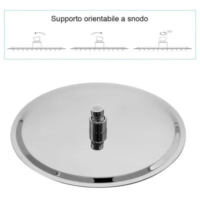 Kit doccia incasso cromato completo di soffione 20 cm inox e kit doccetta Recta