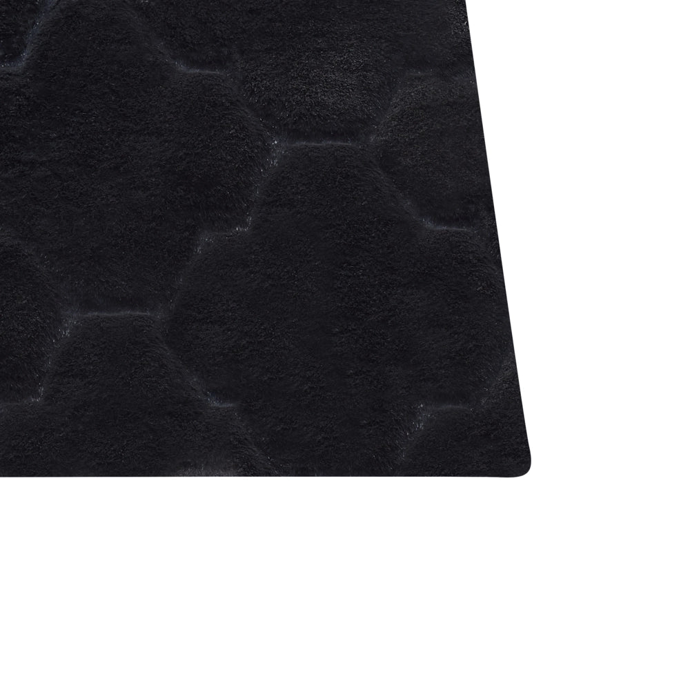 Tappeto in pelle sintetica di coniglio nera 160 x 230 cm motivo a rete soggiorno camera da letto