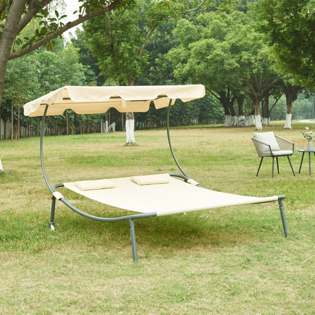 Lettino Prendisole Avigliano con Tettuccio Parasole Regolabile - Beige casa.pro